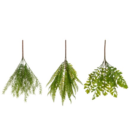 Set de 3 Branche de fougères en plastique vert 25x6x45 cm