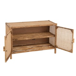 Meuble bas 2 portes en bois naturel 100x40x65 cm