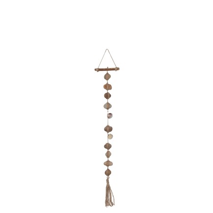 Suspensión de piedras y madera natural 6x12x70 cm
