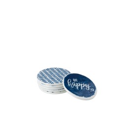 Caja de 6 posavasos de porcelana azul 9.7x9.7x0.5 cm