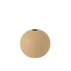 Jarrón de cerámica beige en forma de bola de 12 cm de diámetro