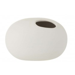 Jarrón ovalado de cerámica blanco mate 16x10x11cm