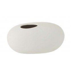 Jarrón ovalado de cerámica blanco mate de 25x15x13cm