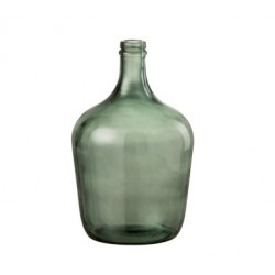 Vase dame jeanne en verre transparent vert H30cm