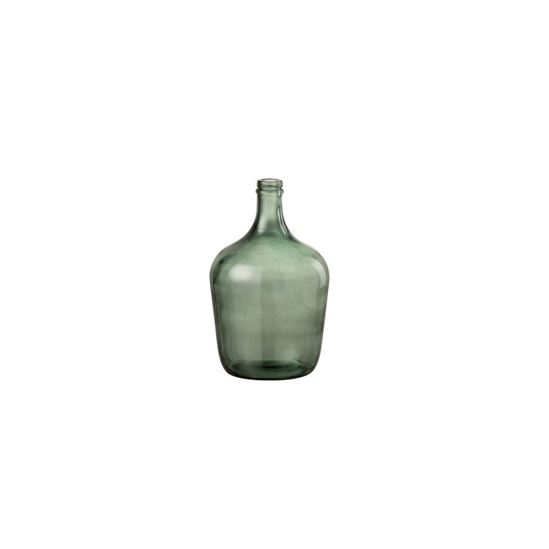 Vase dame jeanne en verre transparent vert H30cm