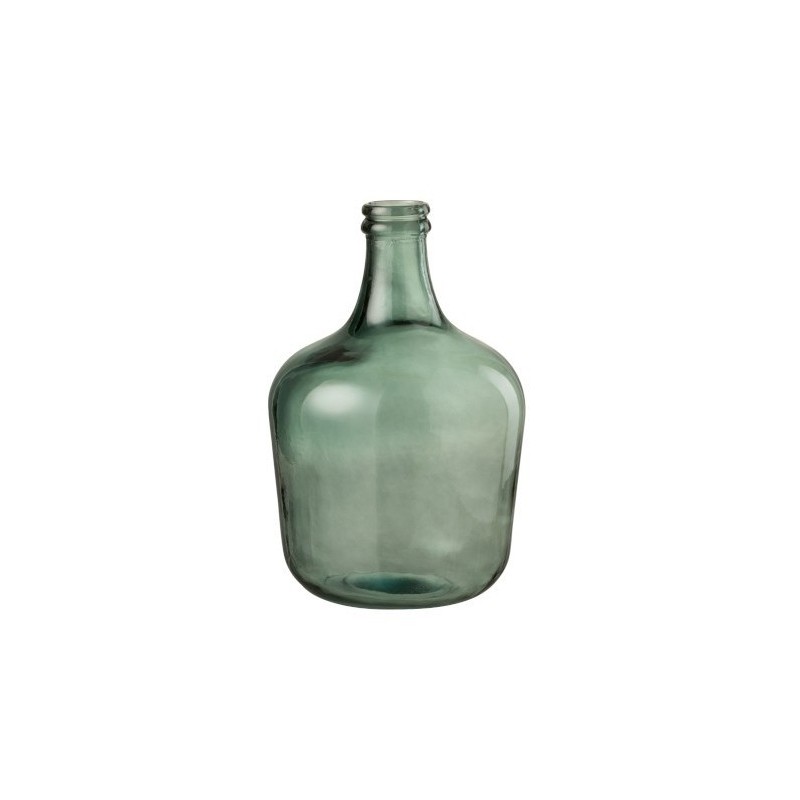 Vase dame jeanne en verre transparent vert H42cm