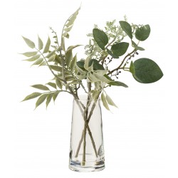 Vase avec décoration végétale artificielle en plastique vert 20x20x32 cm