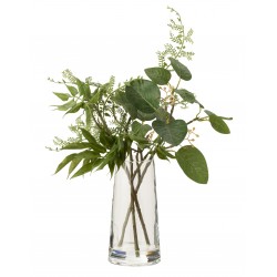 Vase avec décoration végétale artificielle en plastique vert 20x20x35 cm