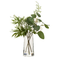 Jarrón con decoración vegetal artificial de plástico verde de 20x20x35 cm
