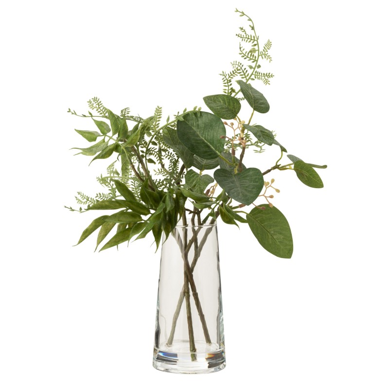 Vase avec décoration végétale artificielle en plastique vert 20x20x35 cm Vase avec décoration végétale artificielle en plastique vert 20x20x35 cm