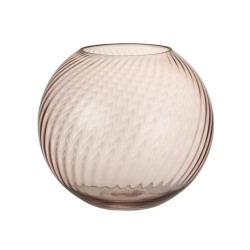 Vase rond cannelé en verre rose 20x20x18 cm