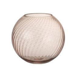 Vase rond cannelé en verre rose 20x20x18 cm