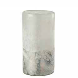 Jarrón cilíndrico de vidrio blanco 12x12x22 cm