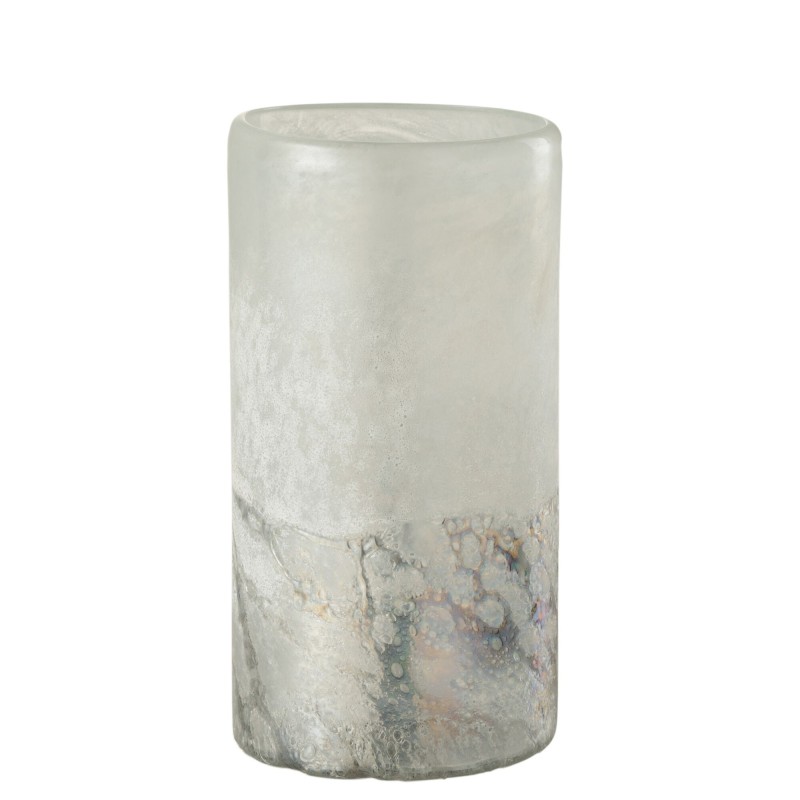 Vase cylindrique en verre blanc 12x12x22 cm