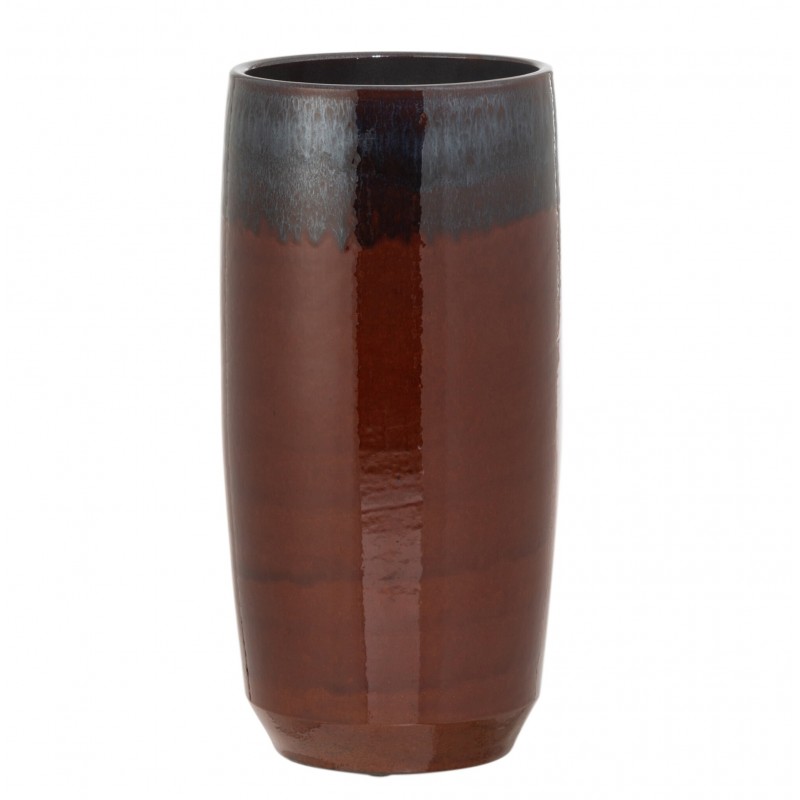 Vase ovale haut en céramique rouge 22x22x45 cm