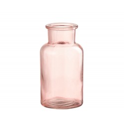 Vase bouteille en verre rose 7x7x13 cm