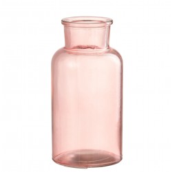 Vase bouteille en verre rose 8x8x16 cm