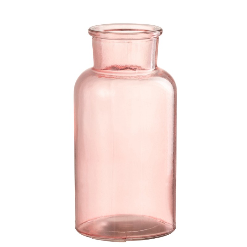 Vase bouteille en verre rose 8x8x16 cm