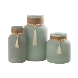 Vase en verre vert menthe 15x15x26 cm