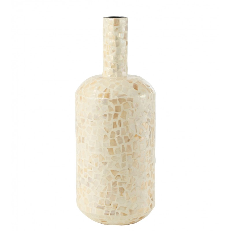 Vase bouteille mosaïque en papier crème 20x20x52 cm