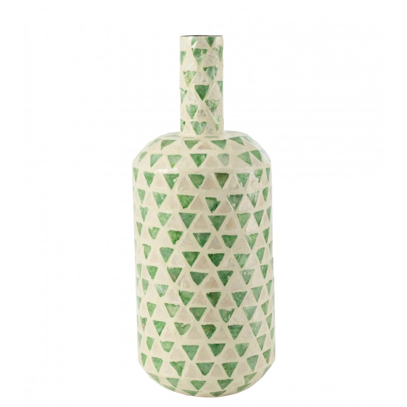 Vase bouteille mosaïque en papier vert 19x19x53 cm