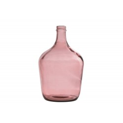 Jarrón de vidrio rosa en forma de damajuana de 18x18x30 cm