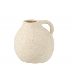 Vase cruche avec anse en céramique blanc 15x15x15 cm