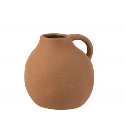 Vase cruche avec anse en céramique orange 15x14x15 cm