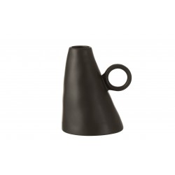 Vase incliné en céramique noir 13x12x17 cm