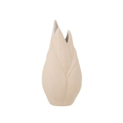 Vase flamme en céramique beige 13x13x26 cm