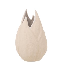 Vase flamme en céramique beige 18x18x32 cm