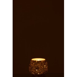 Photophore en verre argent 9x9x10 cm