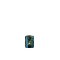 Photophore en verre bleu 7x7x8 cm
