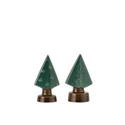 Set de 2 sapins en porcelaine et céramique Vert 8x6x16cm