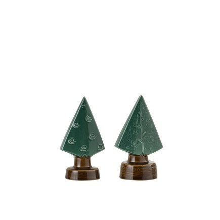 Set de 2 sapins en porcelaine et céramique Vert 8x6x16cm