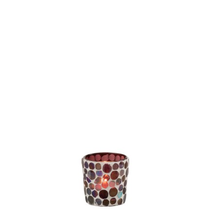Photophore en verre Bordeaux 6x6x6 cm