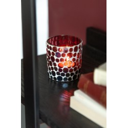 Photophore en verre Bordeaux 6x6x6 cm