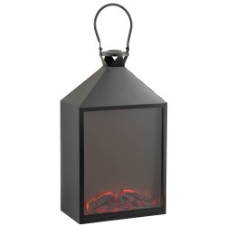 Lanterne à led en métal noir 17x30.5x55 cm