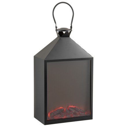 Lanterne à led en métal noir 17x30.5x55 cm
