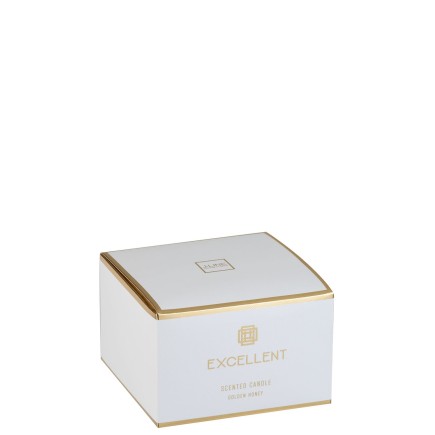 Vela perfumada de 40 horas en un frasco de vidrio dorado de 14x14x9.5 cm