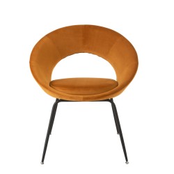 Silla redonda de tela ocre de 69x59x78 cm