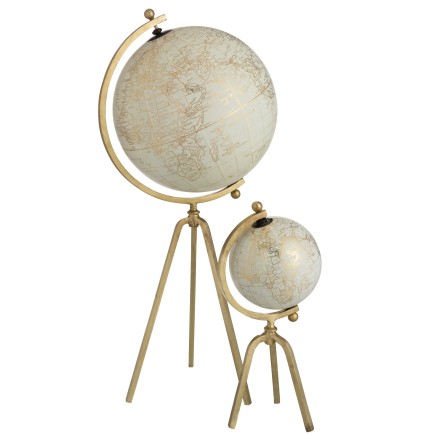 Globe terrestre sur pied en métal or 19x17x39 cm