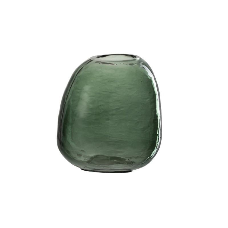 Vase irrégulier en verre vert 10x10x13 cm