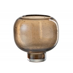 Vase rond sur pied en verre marron 16x16x16 cm