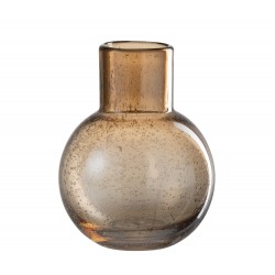 Vase boule avec goulot en verre marron 15x15x19 cm