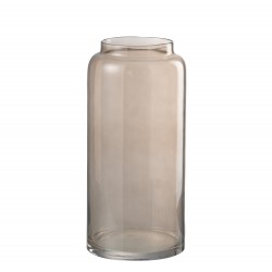 Vase cylindrique en verre marron 19x19x40 cm