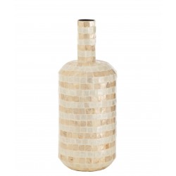 Vase bouteille mosaïque en papier beige 19x19x52 cm
