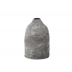 Vase rugueux en métal gris 17x17x25cm
