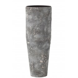 Vase cylindrique rugueux en métal gris 25x25x71cm
