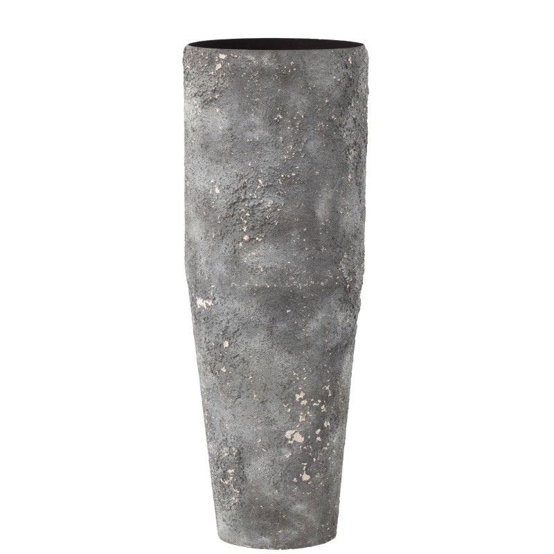 Jarrón cilíndrico rugoso de metal gris 25x25x71cm Jarrón cilíndrico rugoso de metal gris 25x25x71cm